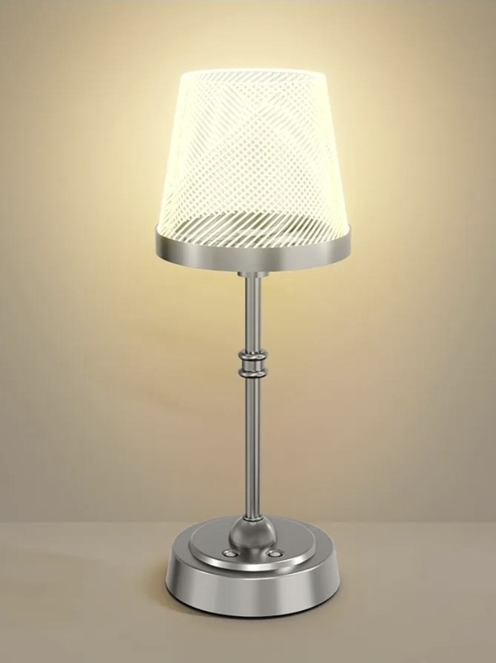 Modern Cordless LED Table Lamp – Rechargeable, Touch Control, Dimmable, Silver